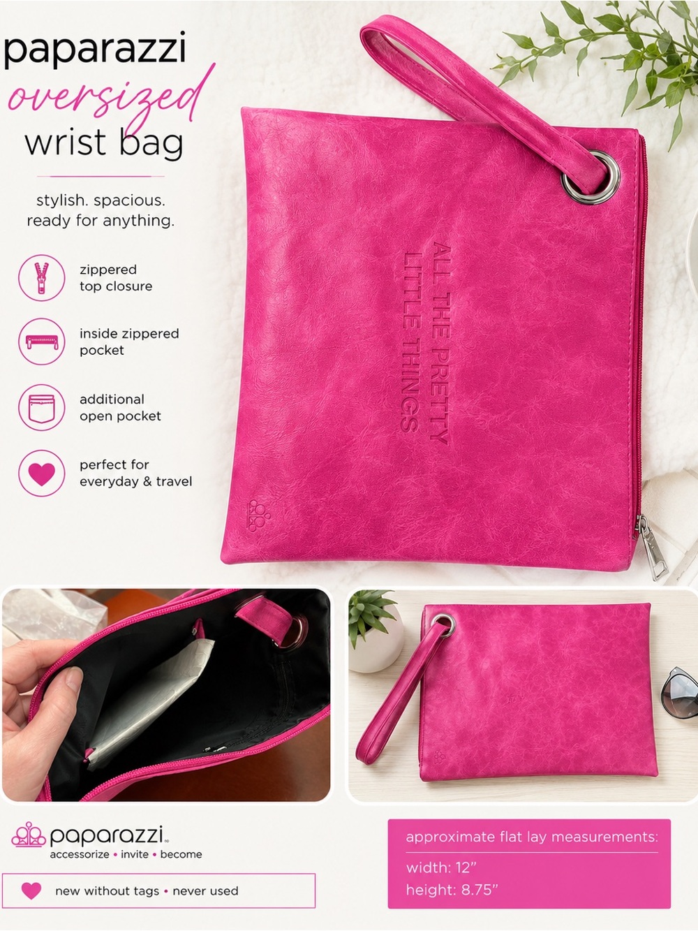 paparazzi Hot Pink Oversized Wristlet Clutch